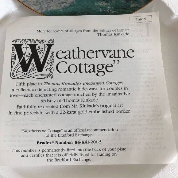 Thomas Kinkade’s Weathervane Cottage Plate - Picture 6 of 6